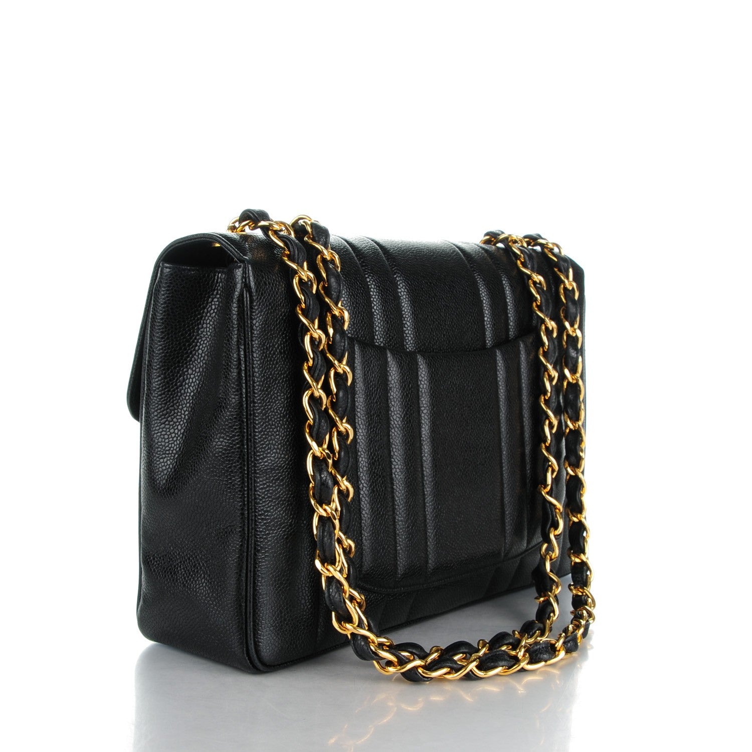 Chanel Caviar Vertical Quilt Jumbo Flap Black 3 of 9
