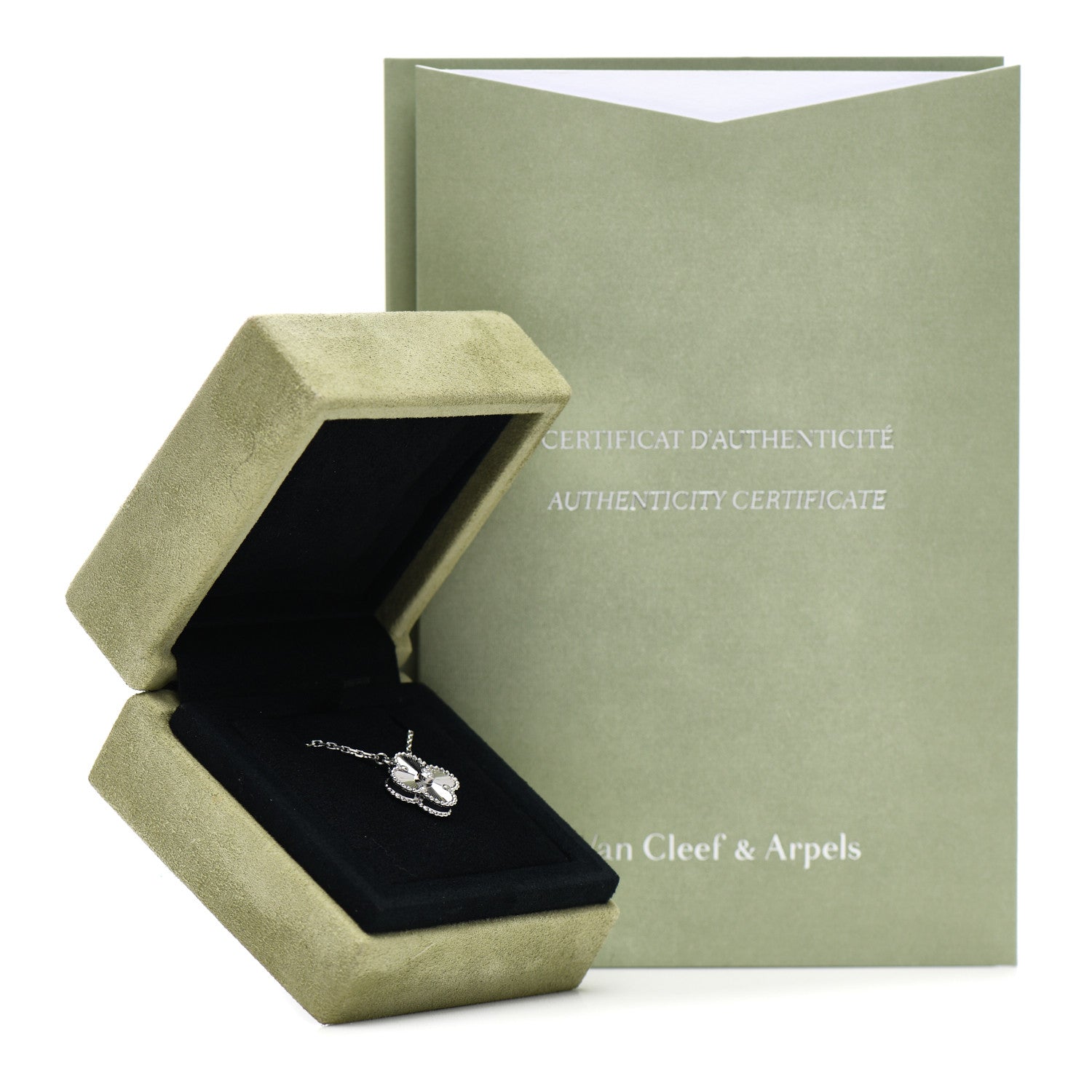 Van Cleef & Arpels 18K White Gold Diamond Guilloche Vintage Alhambra Pendant Necklace 5 of 5