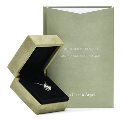 Van Cleef & Arpels 18K White Gold Diamond Guilloche Vintage Alhambra Pendant Necklace 5 of 5