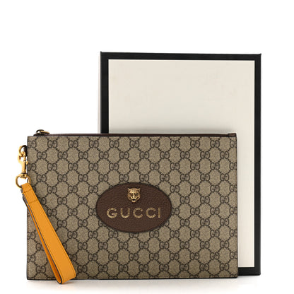 Gucci GG Supreme Monogram Neo Vintage Zip Wristlet Pouch Beige New Acero Crop 10 of 10