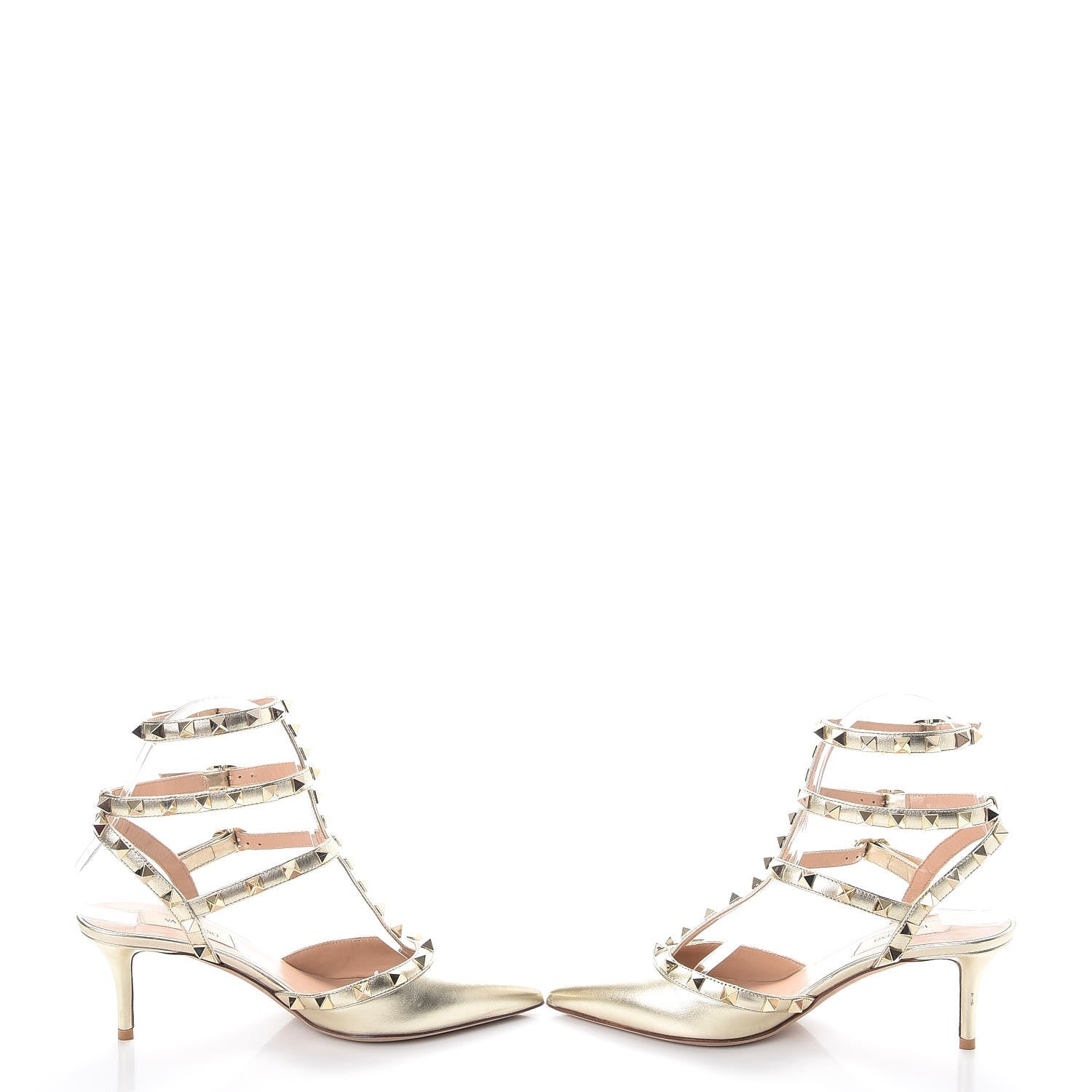 Valentino Garavani Nappa Rockstud Ankle Strap 65mm Pumps 36 Gold 5 of 12
