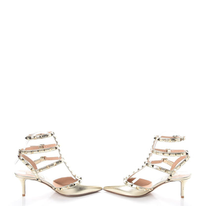 Valentino Garavani Nappa Rockstud Ankle Strap 65mm Pumps 36 Gold 5 of 12