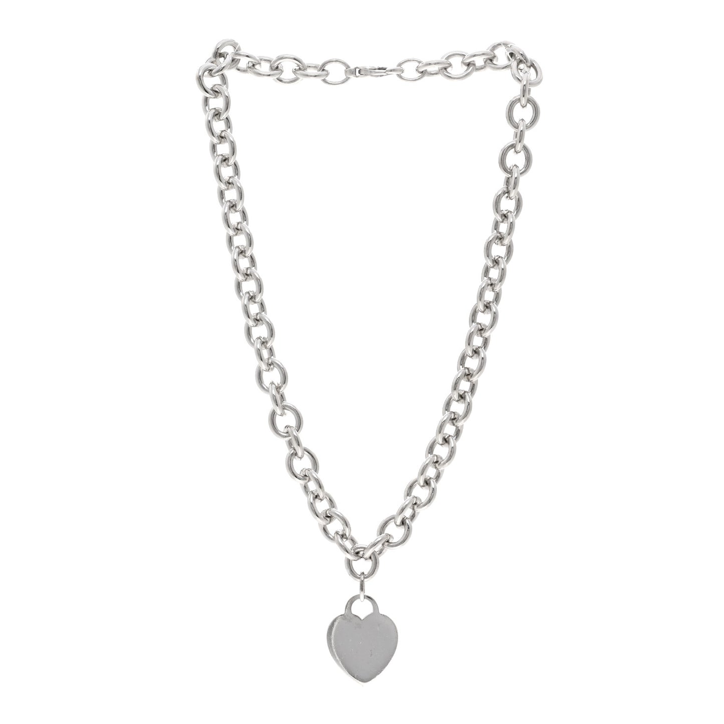 Sterling Silver Heart Tag Pendant Necklace