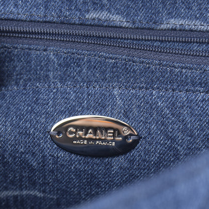 Chanel Denim Quilted CC Print Jumbo Single Flap Blue 6 of 11