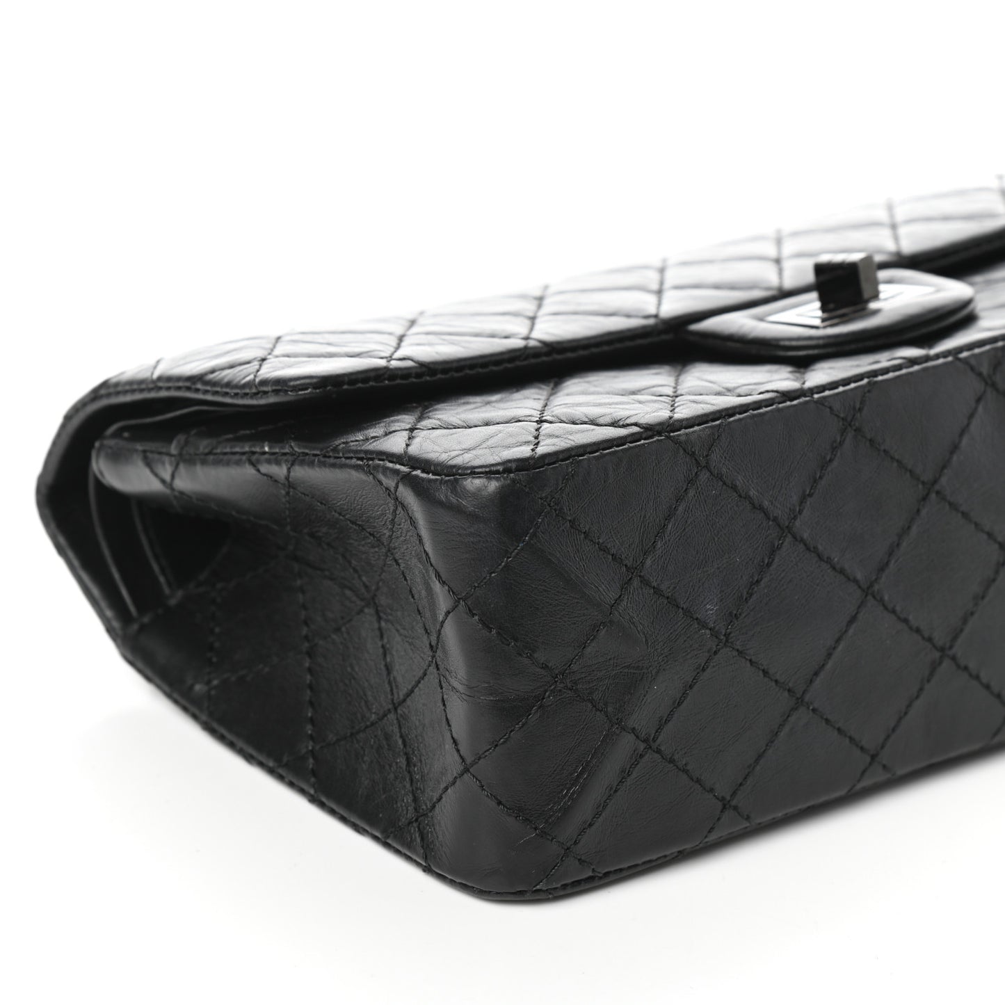 Aged Calfskin Quilted 2.55 Reissue 225 Flap So Black