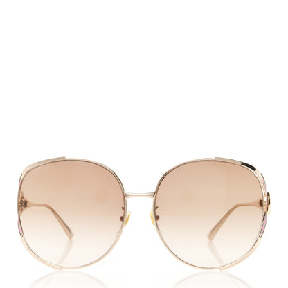 Gucci Metal Oversized Round Frame GG0225S Sunglasses Green Pink 2 of 8