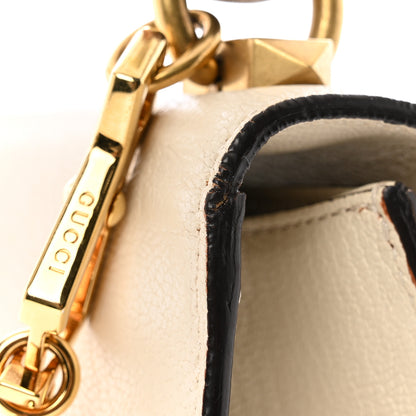 Gucci Goatskin Pearl Mini Fox Broche Bamboo Top Handle Bag Hibiscus Red Mystic White 14 of 14