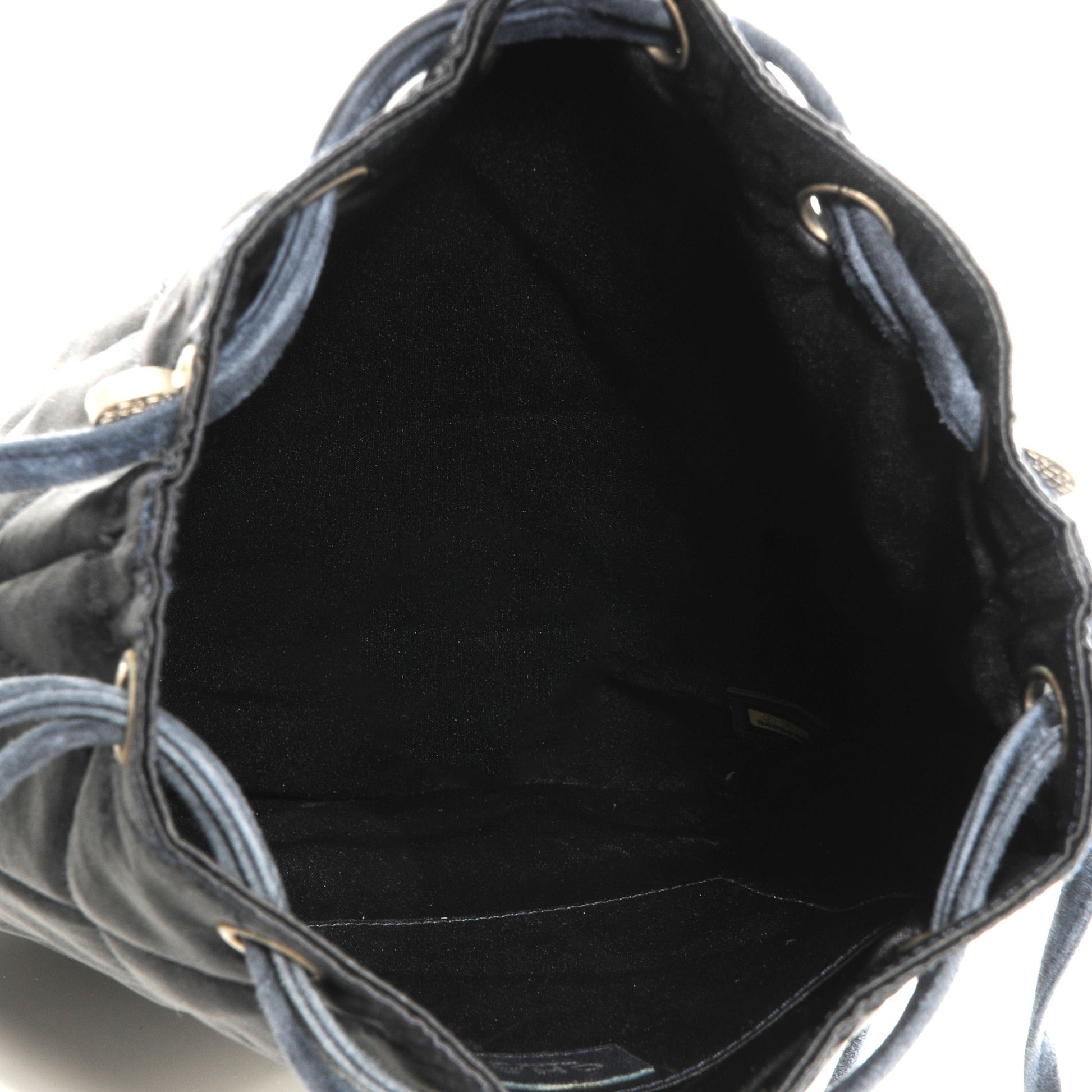 Chanel Satin Suede Quilted Drawstring Backpack Black 5 of 7