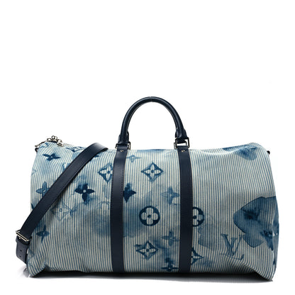 Louis Vuitton Monogram Watercolor Keepall Bandouliere 50 Hickory Stripes Denim 1 of 7