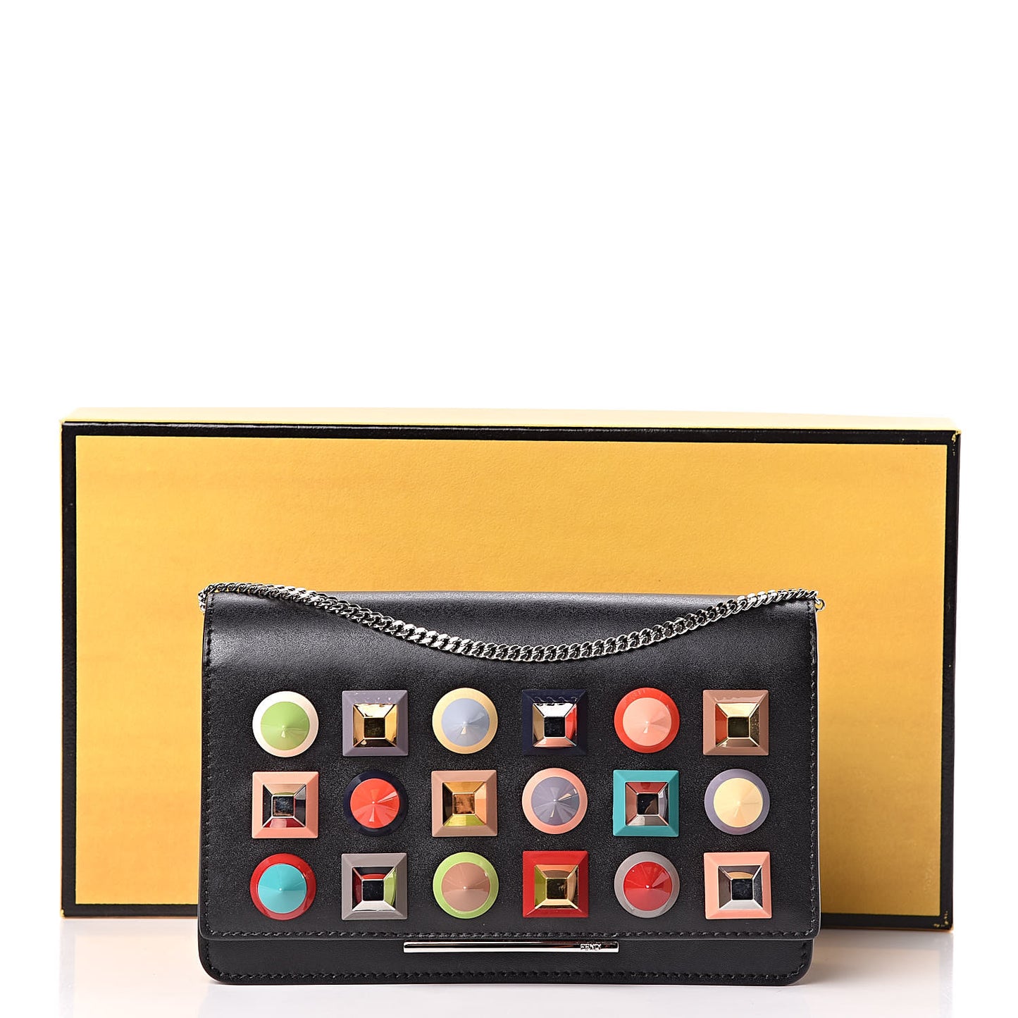 Vitello Liberty Studded Tube Wallet On Chain Black Multicolor