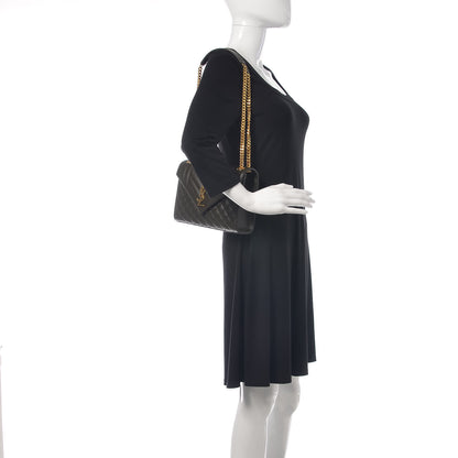 Saint Laurent Grain De Poudre Textured Mixed Matelasse Triquilt Medium Monogram Satchel Dark Tea 2 of 10
