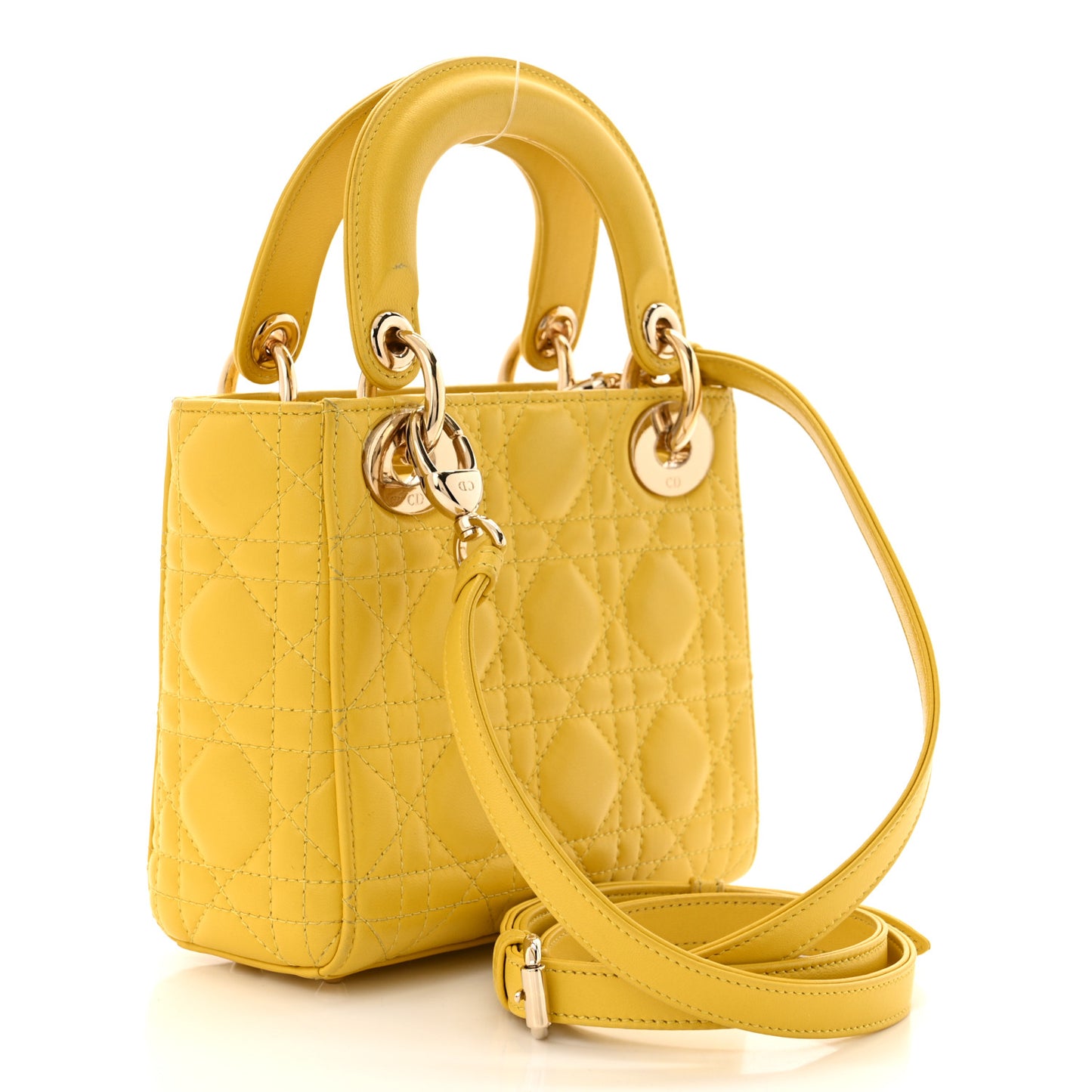 Lambskin Cannage Mini Lady Dior Yellow