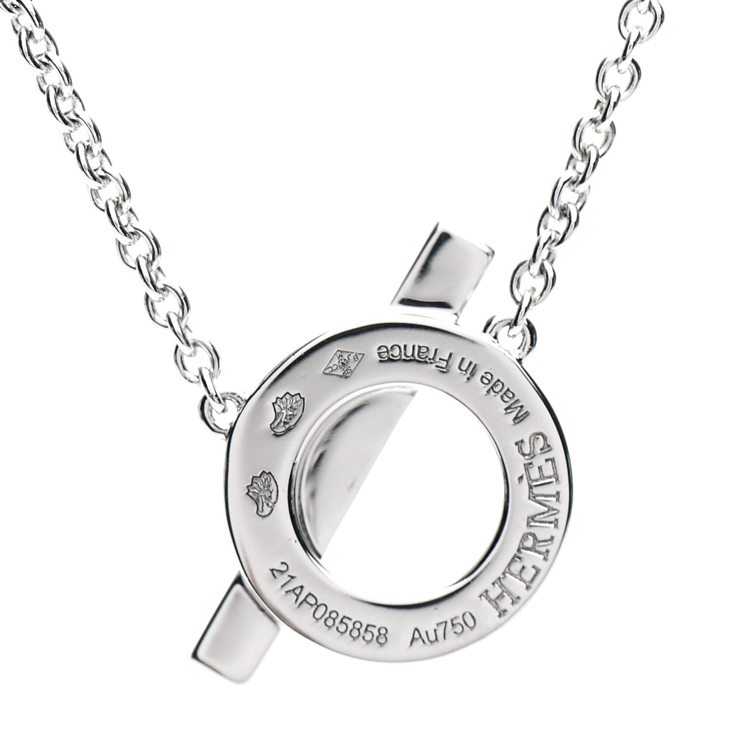 Hermes 18K White Gold Diamond Finesse Pendant Necklace 4 of 5