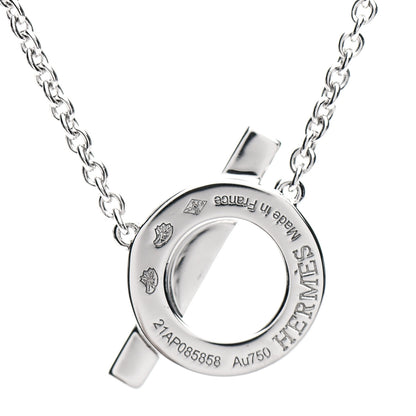 Hermes 18K White Gold Diamond Finesse Pendant Necklace 4 of 5