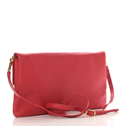Balenciaga Chevre Gold Metallic Edge Hardware Envelope Clutch Rouge Grenade 3 of 10