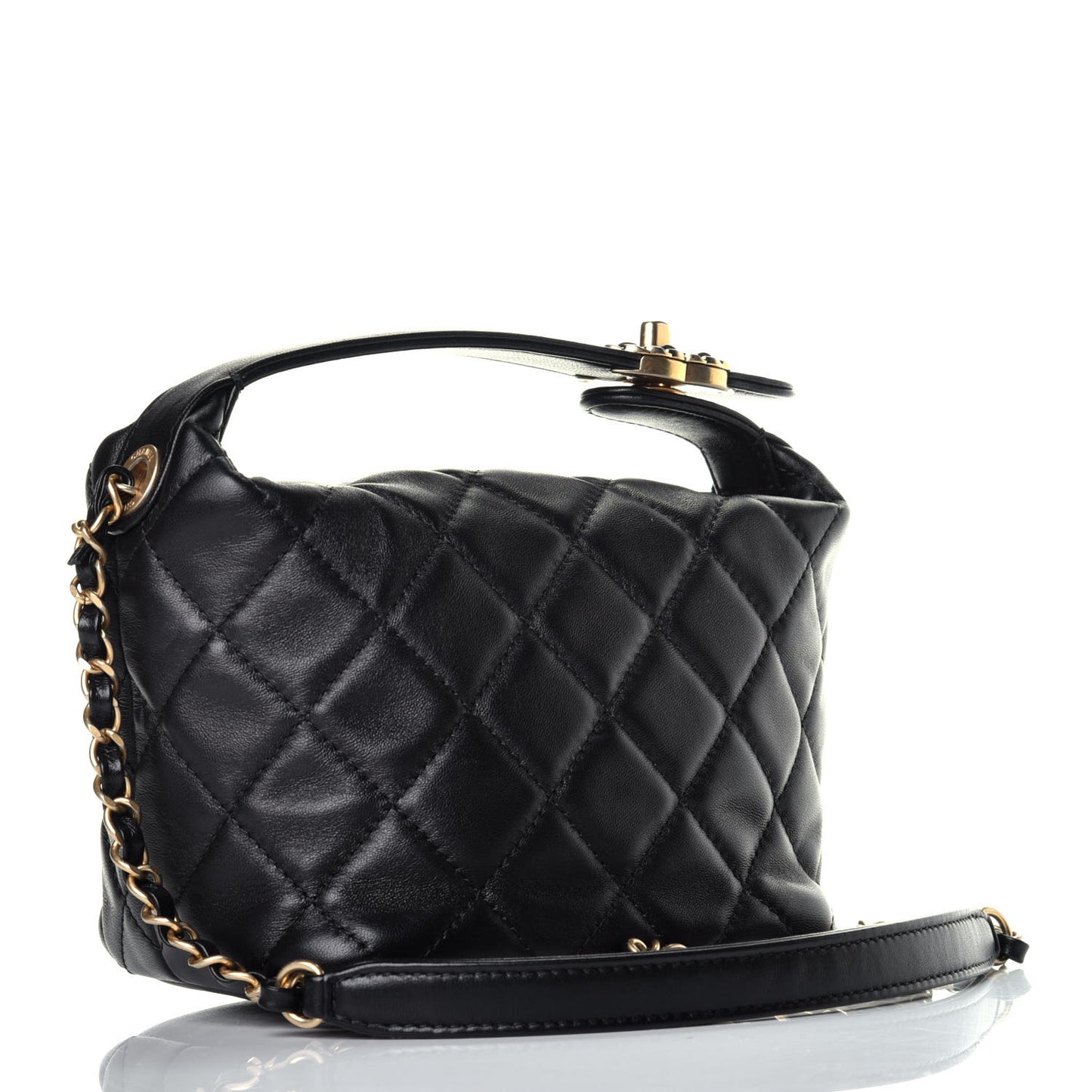Lambskin Quilted Small Perfect Meeting Hobo Black