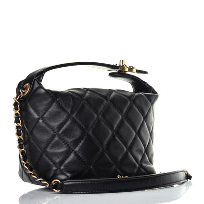 Chanel Lambskin Quilted Small Perfect Meeting Hobo Black 4 of 11