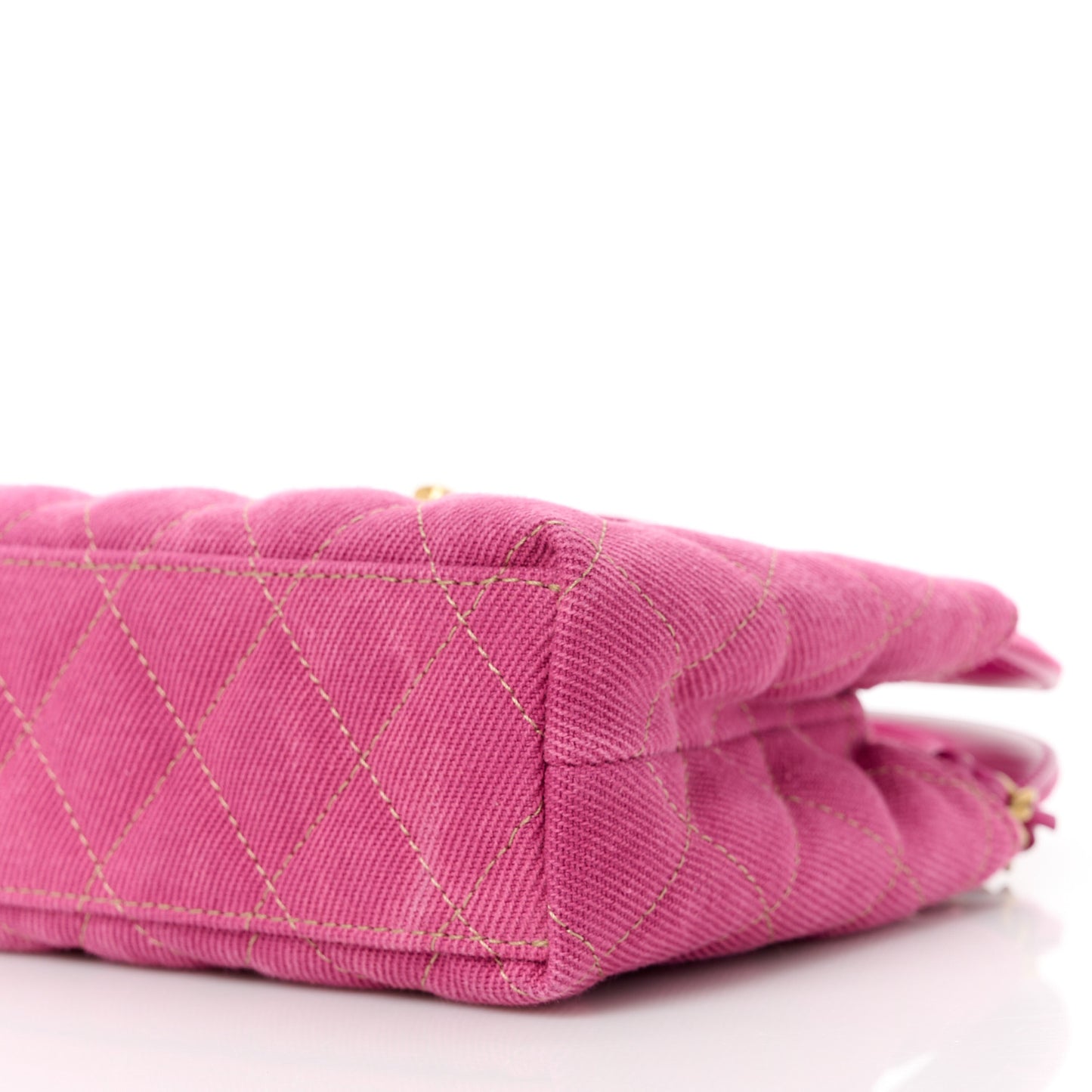 Denim Quilted Nano Kelly Shopper Fuchsia