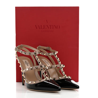 Valentino Garavani Patent Nappa Rockstud Ankle Strap 100mm Pumps 38 Black Poudre 17 of 17
