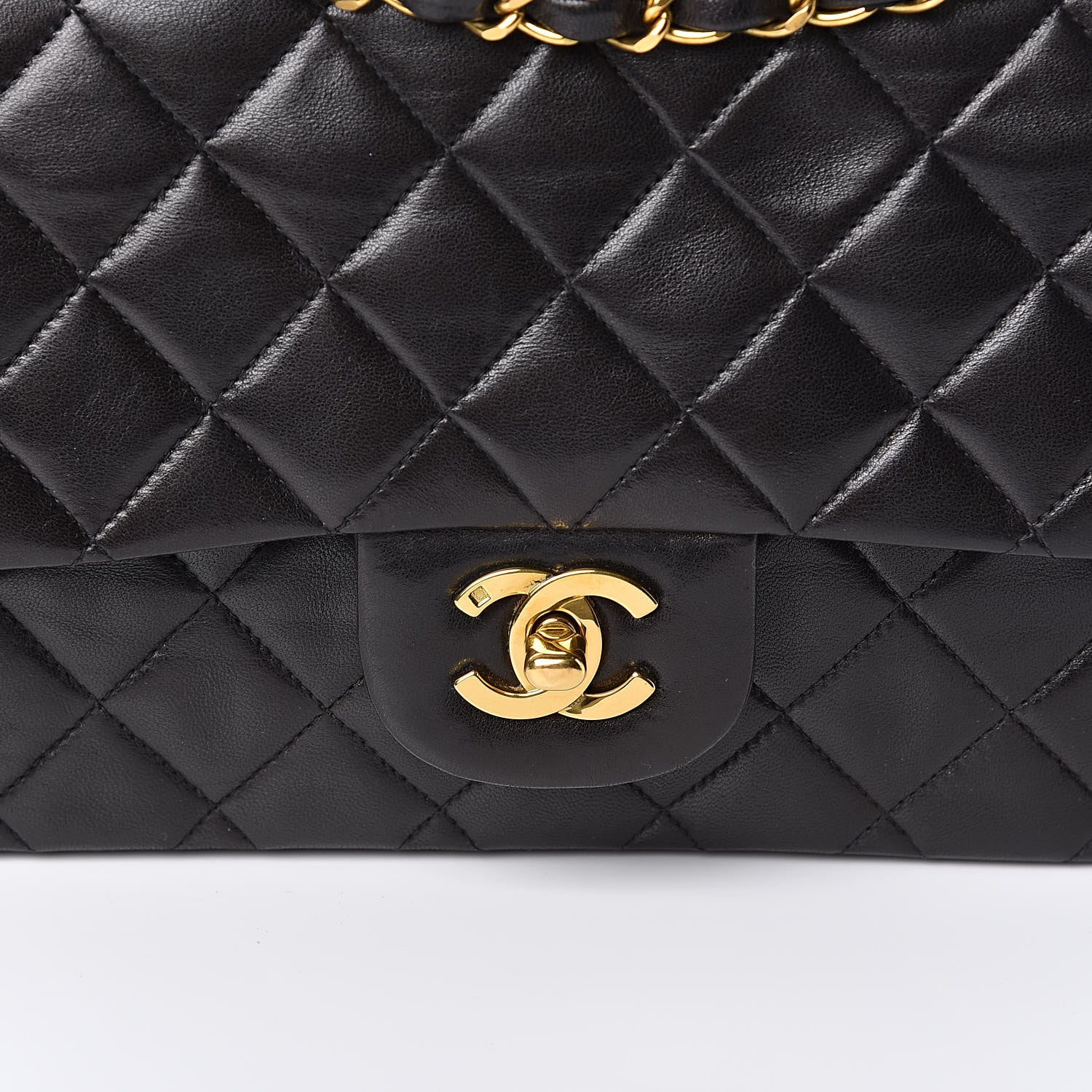 Chanel Lambskin Quilted Medium Double Flap Black 13 of 15