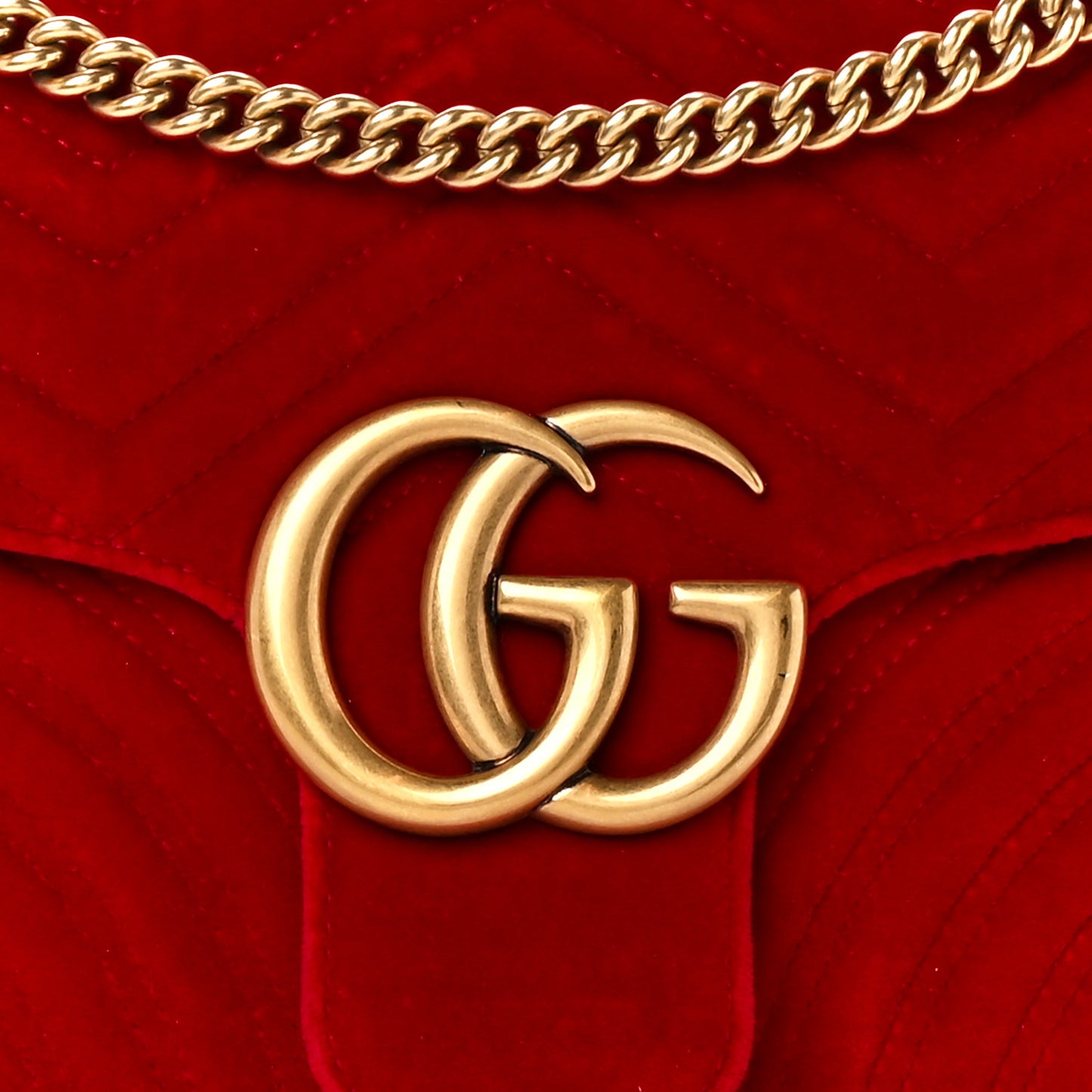 Velvet Matelasse Medium GG Marmont Shoulder Bag Hibiscus Red