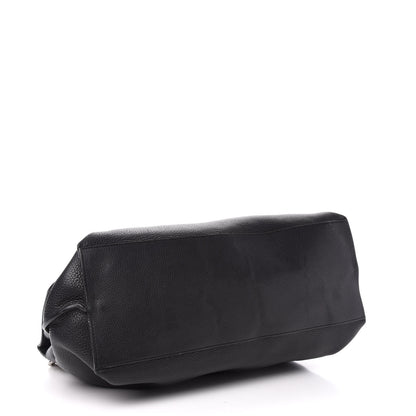 Gucci Pebbled Calfskin Large Bamboo Daily Top Handle Bag Black 4 of 16