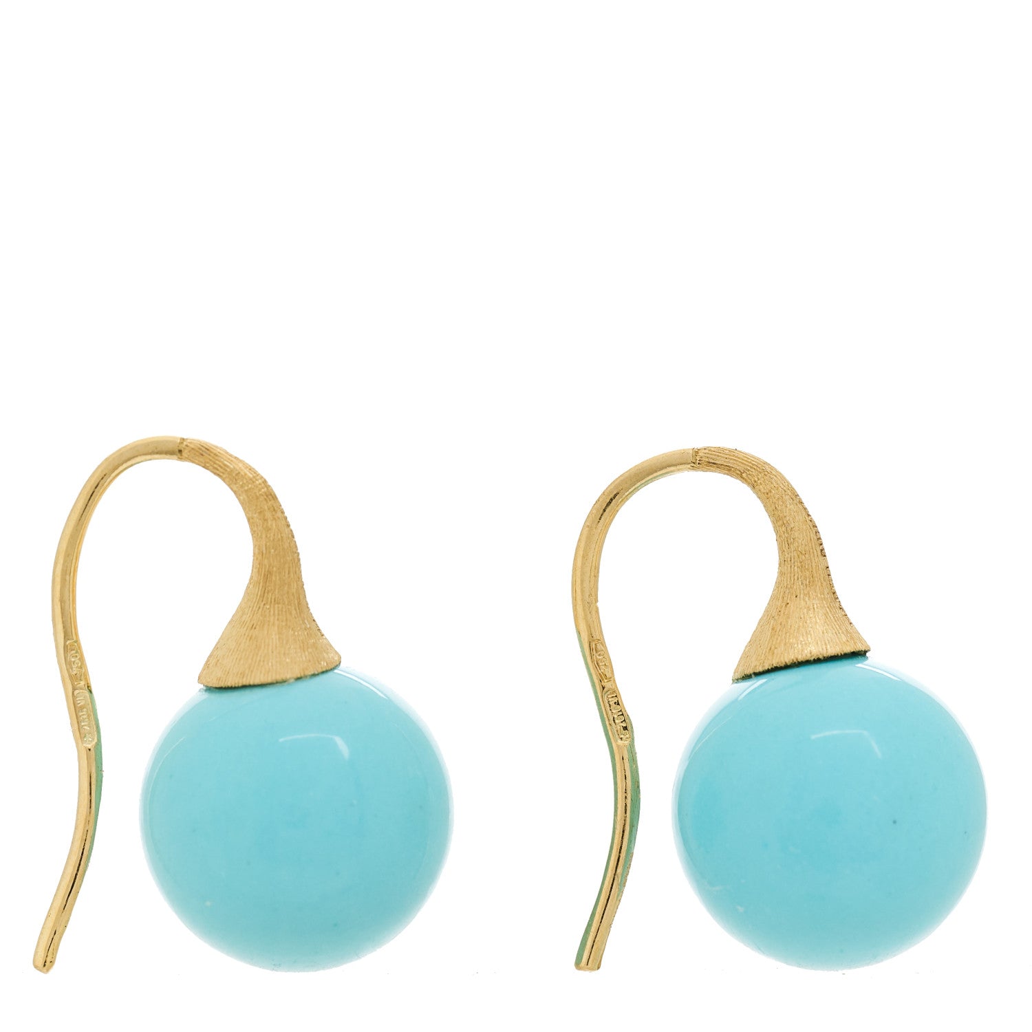 Marco Bicego 18K Yellow Gold Turquoise Africa Boules Drop Earrings 3 of 5
