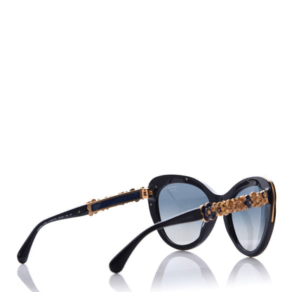 Chanel Acetate Bijou Cat Eye Polarized Sunglasses 5354 Black 4 of 8