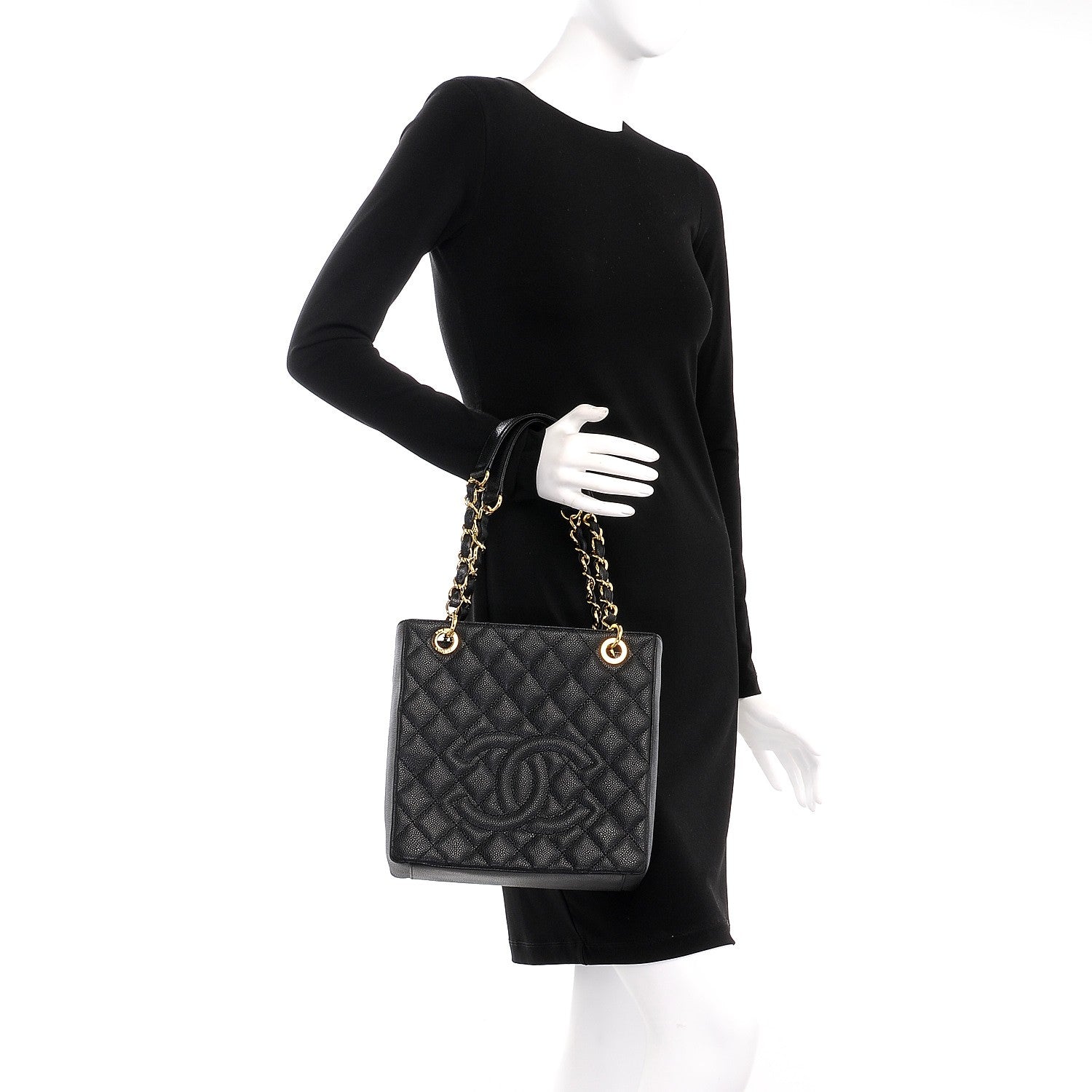 Chanel Caviar Quilted Petit Shopping Tote PST Black 2 of 8
