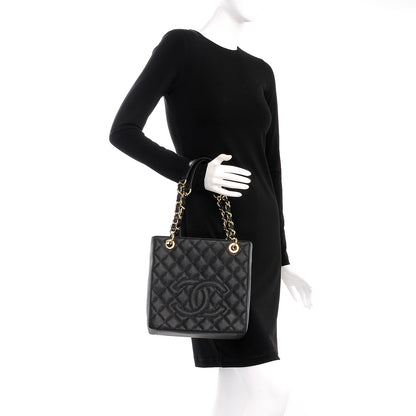 Chanel Caviar Quilted Petit Shopping Tote PST Black 2 of 8