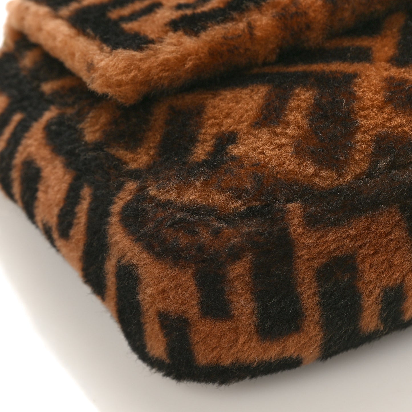 Shearling Vitello Dolce Macro FF 1974 Large Baguette Tobacco Black