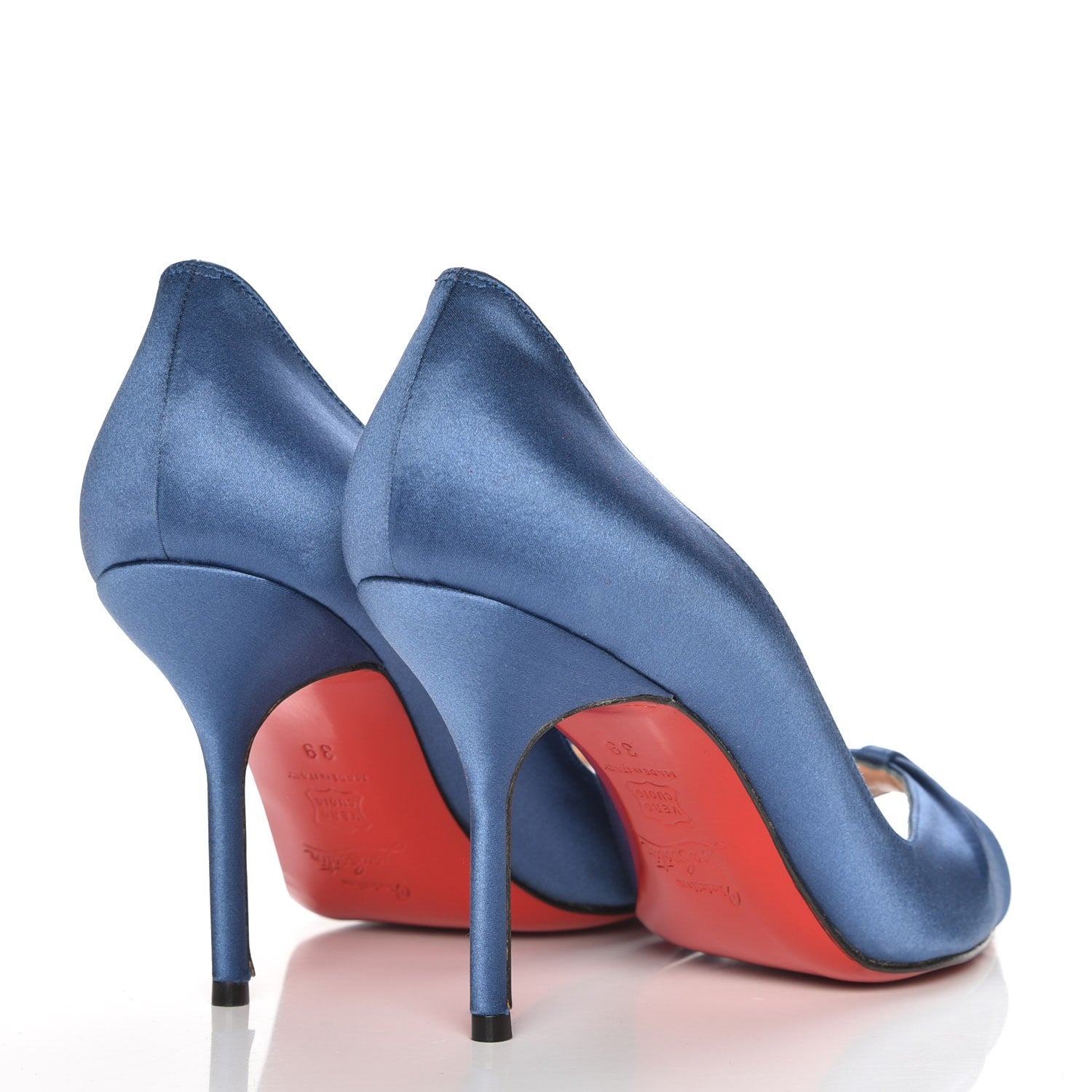Christian Louboutin Satin Peep Toe 100 Pumps 39 Blue 4 of 11
