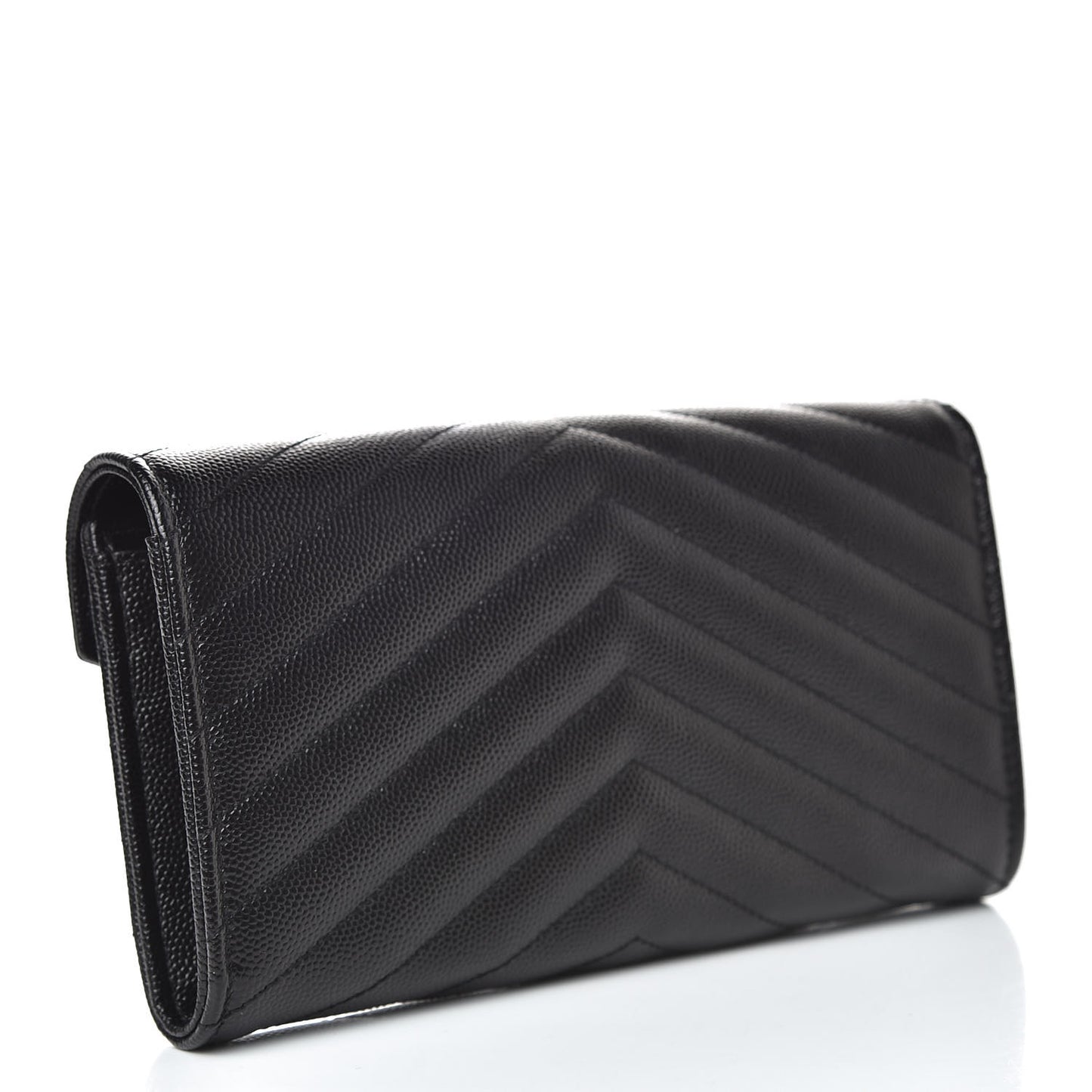 Grain De Poudre Matelasse Chevron Monogram Flap Wallet Black