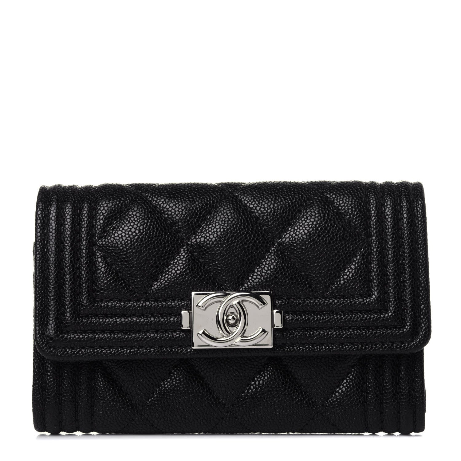 Chanel Caviar Quilted Boy Flap Card Holder Black 1 of 12