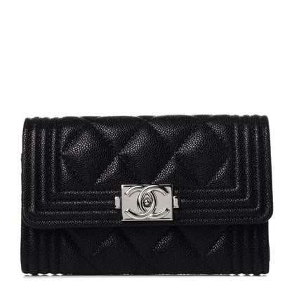 Chanel Caviar Quilted Boy Flap Card Holder Black 1 of 12