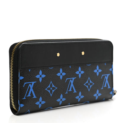 Louis Vuitton Calfskin Colored Monogram Zippy Wallet Blue Black 3 of 8