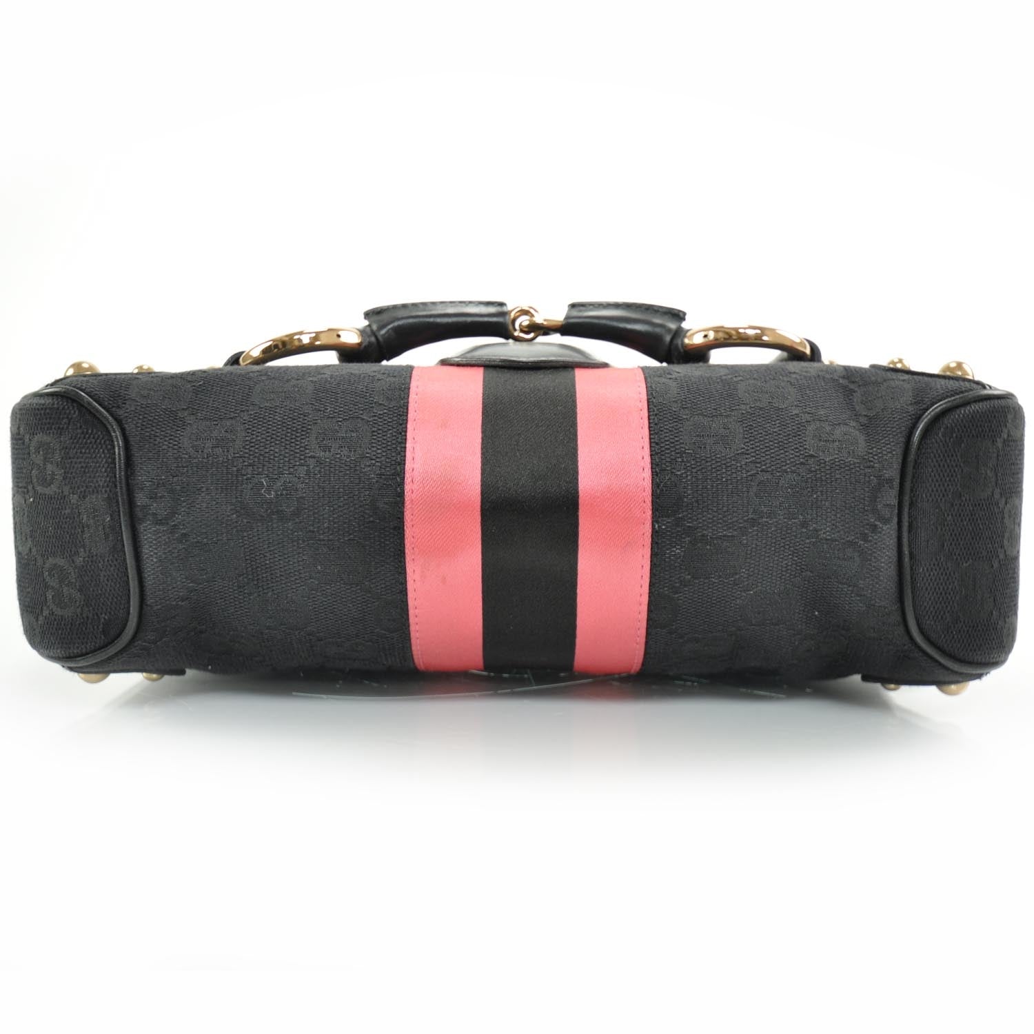Gucci Monogram Horsebit Web Flap Bag Black 5 of 8