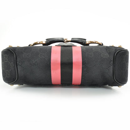 Gucci Monogram Horsebit Web Flap Bag Black 5 of 8