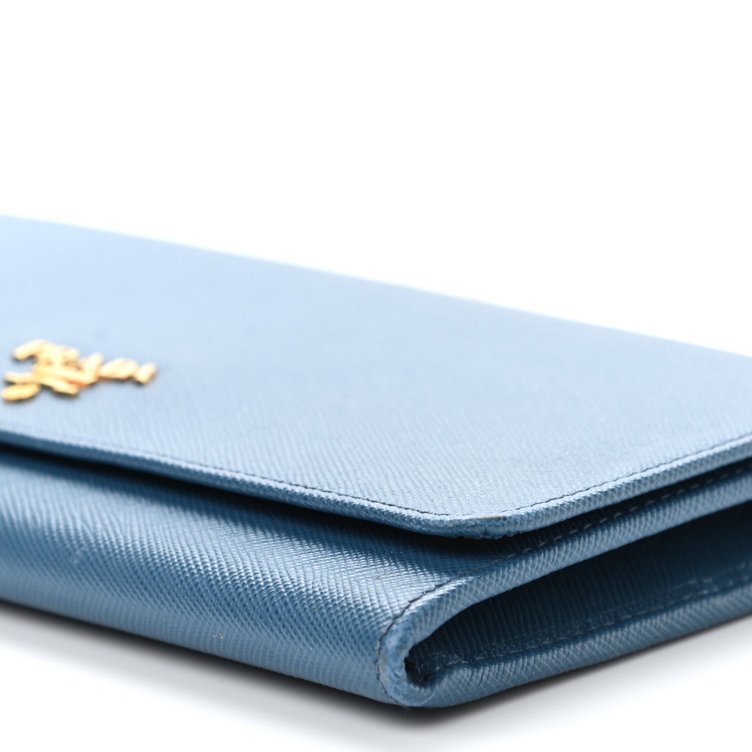 Prada Saffiano Metal Large Chain Wallet Cobalto 10 of 11