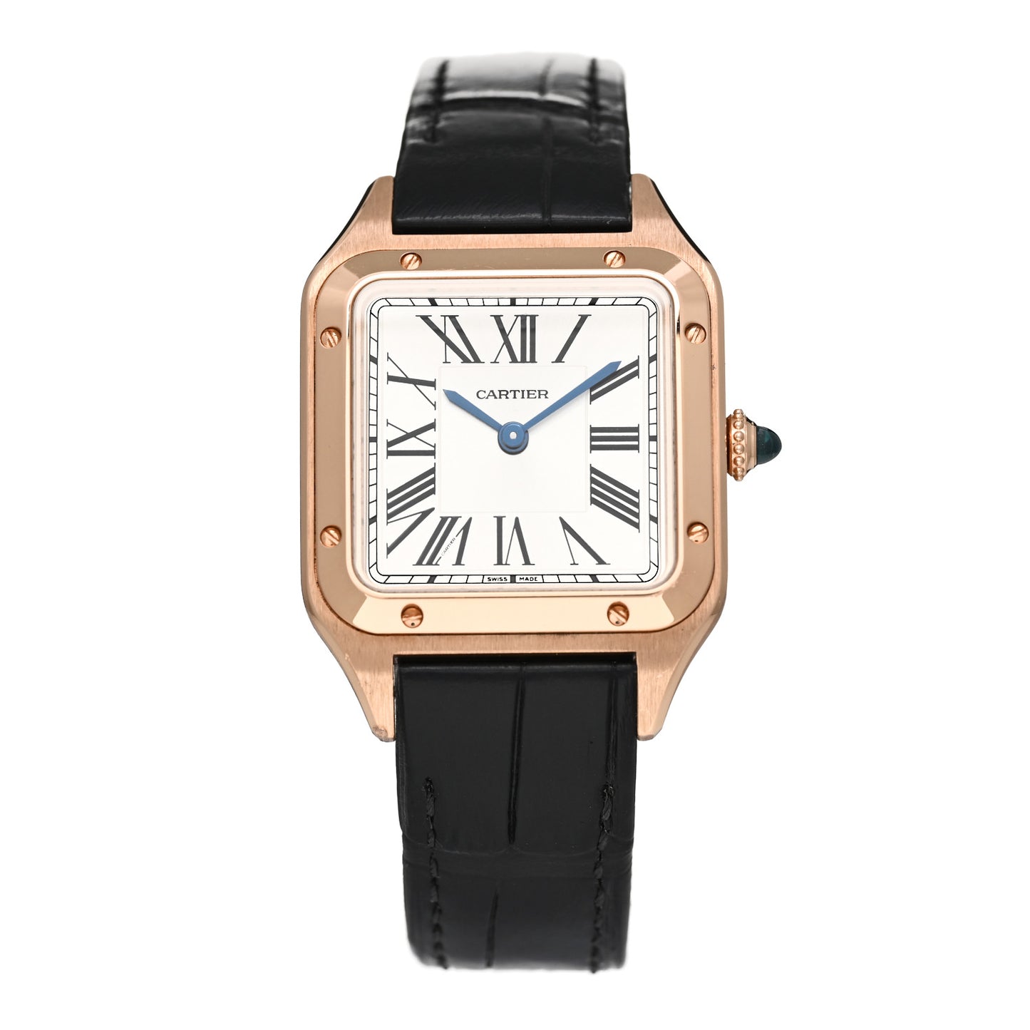 18K Pink Gold Alligator 27.5mm Santos Dumont Quartz Watch
