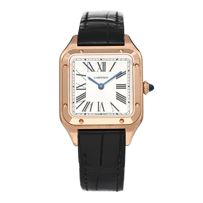 Cartier 18K Pink Gold Alligator 27.5mm Santos Dumont Quartz Watch 1 of 5