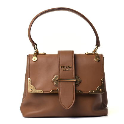 Prada City Calfskin Cahier Top Handle Bag Caramel 1 of 4