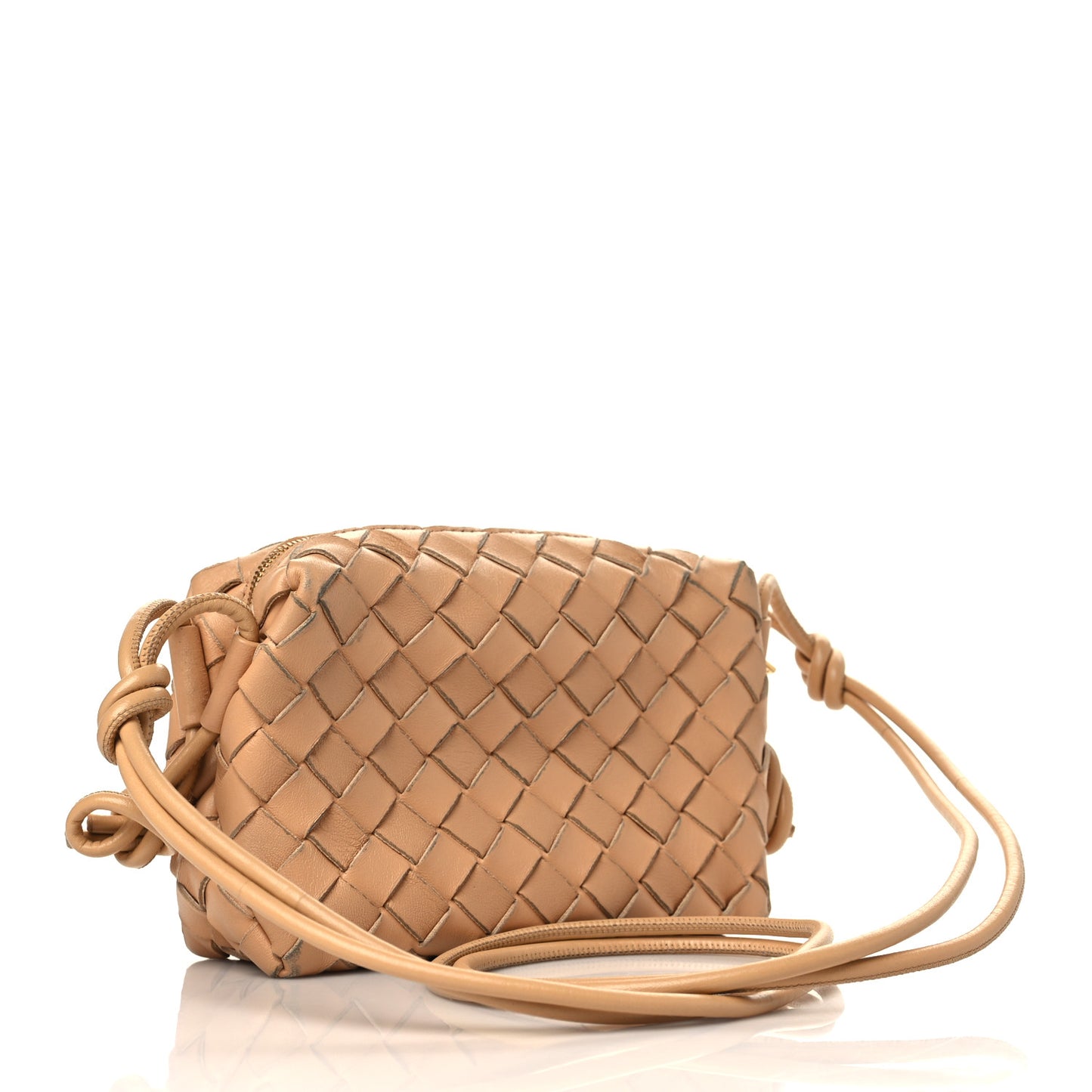 Nappa Calfskin Intrecciato Mini Loop Crossbody Almond