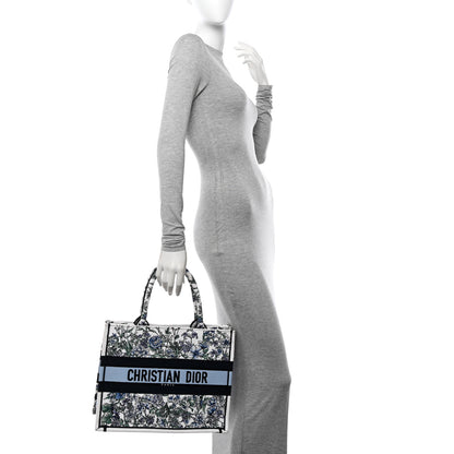Christian Dior Canvas Embroidered Medium Flowers Book Tote Blue 2 of 10