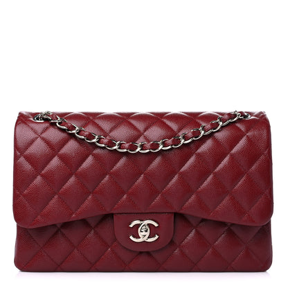 Chanel Caviar Quilted Jumbo Double Flap Dark Red 1 of 12