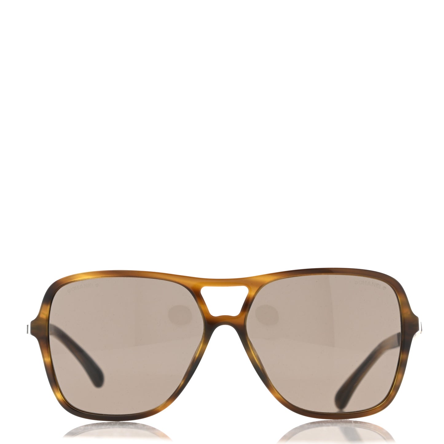 Metal Calfskin CC Chain Pilot Sunglasses 5439-Q Green Tortoise