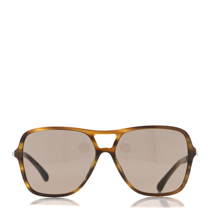 Chanel Metal Calfskin CC Chain Pilot Sunglasses 5439-Q Green Tortoise 2 of 8