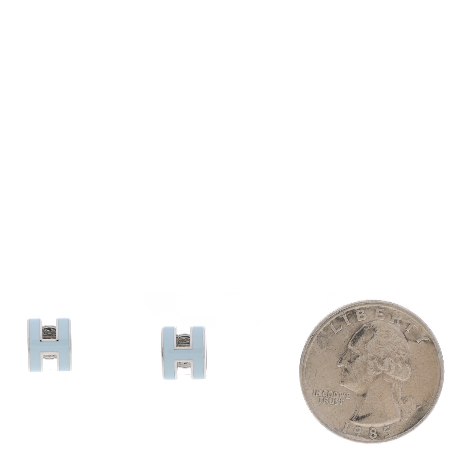 Hermes Palladium Lacquered Mini Pop H Earrings Celeste 2 of 6