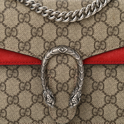 Gucci GG Supreme Monogram Suede Mini Dionysus Shoulder Bag Beige Ebony Vulcanic Red 8 of 10