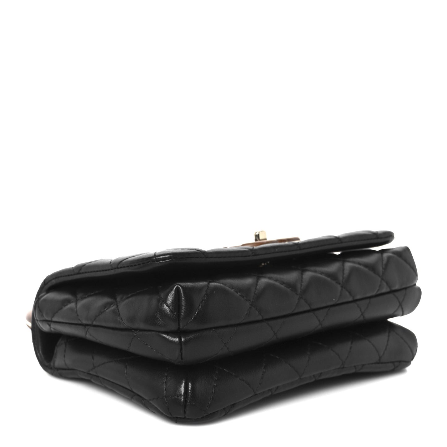 Lambskin Quilted Wood Mini Coco Handle Flap Black